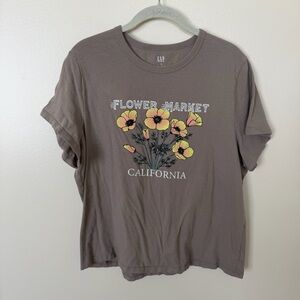 GAP Taupe Flower Market California Graphic Favorite Tee